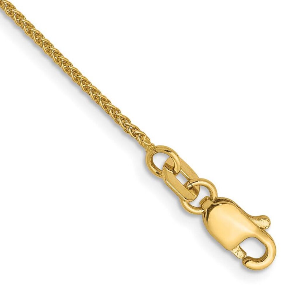 1mm 14K Yellow Gold Solid Spiga Chain Anklet, 9 Inch
